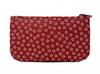 [Inden-ya] Inden Wallet with Zipper Coin Purse, 1002F Coin Purse 02, Red Deerskin with White Lacquer and Small Cherry Blossom Pattern, 6.3cm x 10.5cm