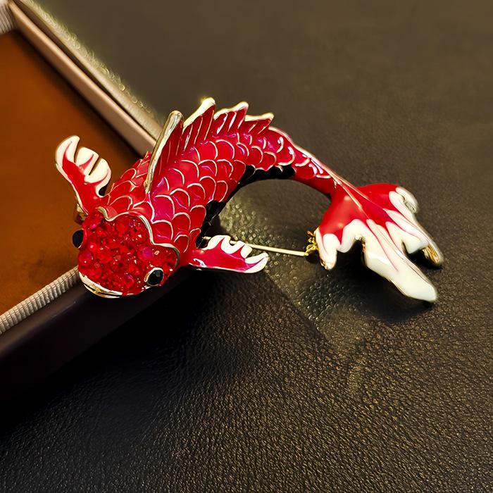 Elegante chinesische Retro-Emaille-Brosche Phönix & Schmetterling für Damen