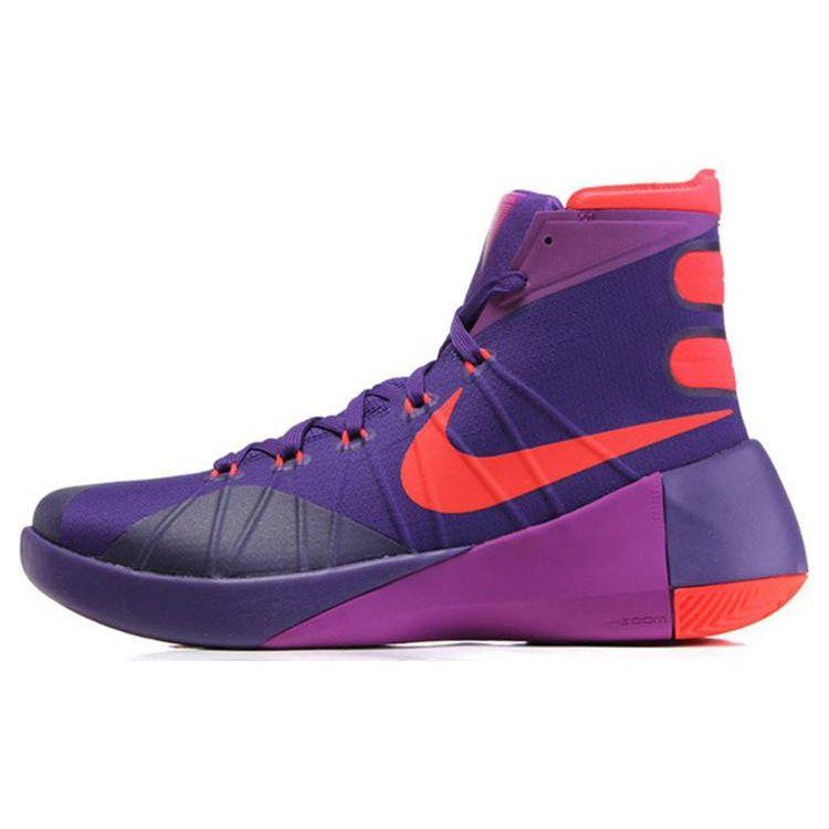 Nike Hyperdunk 2015 Fashion Versatile Shock Absorption Anti-Slip Wear-Resistant High-Top Basketball Shoes Men sneaker Purple Orange 749562-565