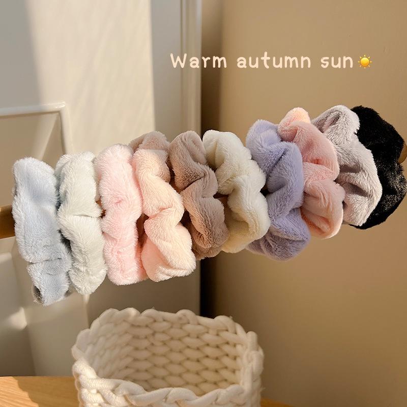 Korean Style Plush Candy Color Hair Ring Woman Cute Sweet Fashion Scrunchie Hair Accessories