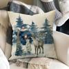 Christmas Decoration Pillowcase New Year Gift Winter Elk Bear Christmas Tree Pattern Home Decoration Sofa Cushion Cover