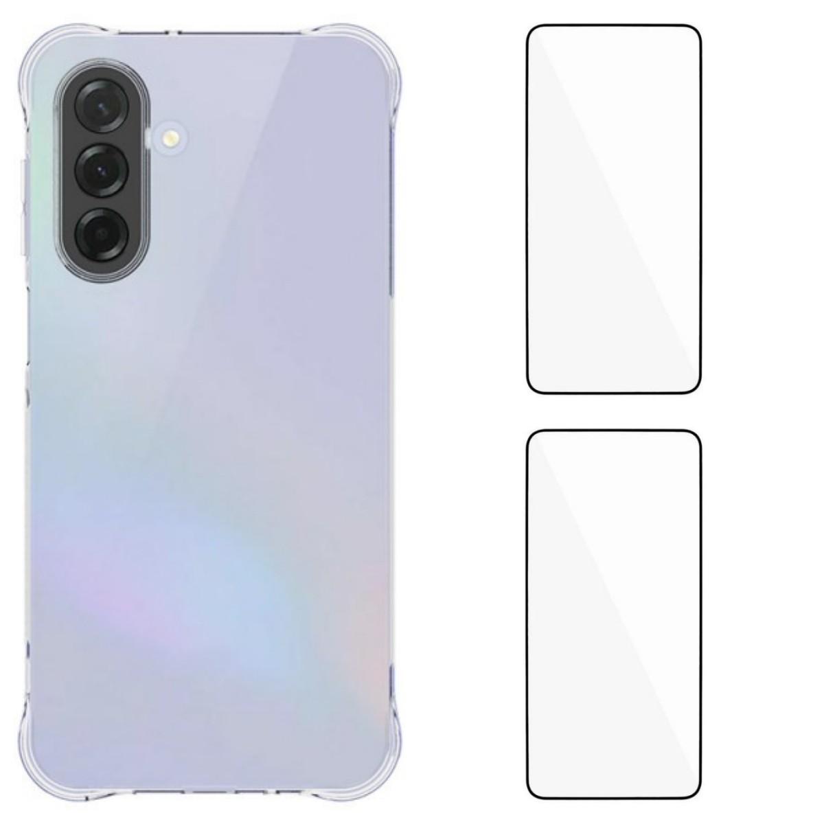 

For Samsung Galaxy A17 TPU Case WANLONFENG WL2 Series 2.0mm Phone Cover with 2Pcs Tempered Glass Films Transparent