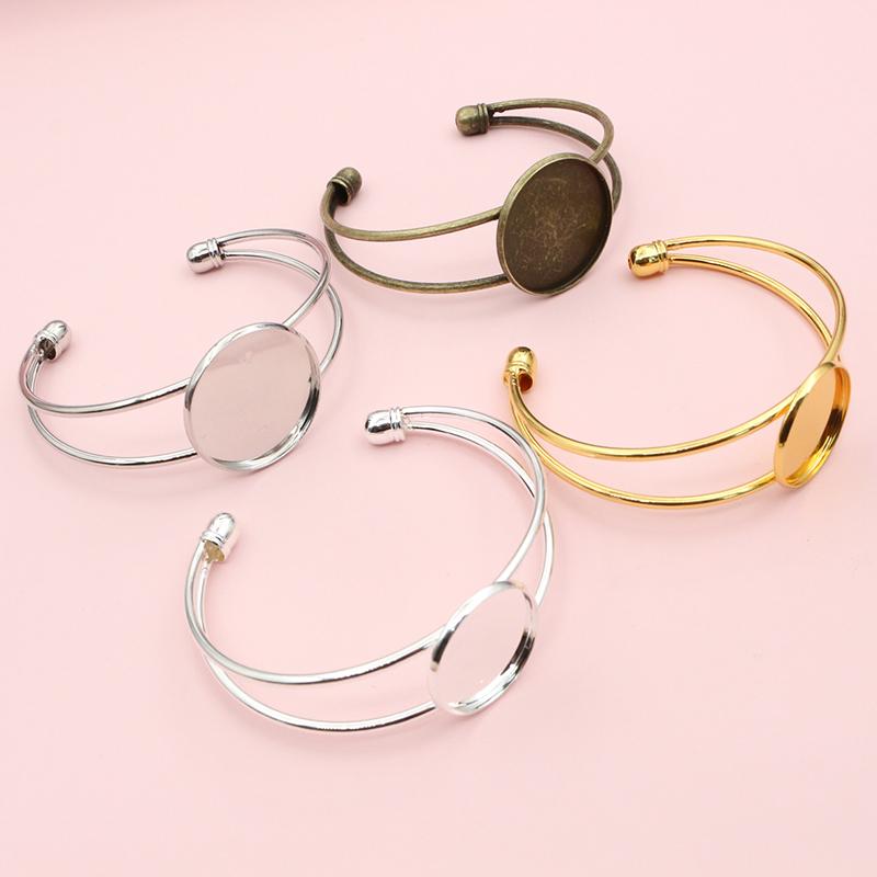 2 Stück 20mm 25mm Innenmaß DIY Armreif Armband Cabochons Leere Basis Fassung Schale Lünette DIY Schmuckherstellung Zubehör Zubehörteile