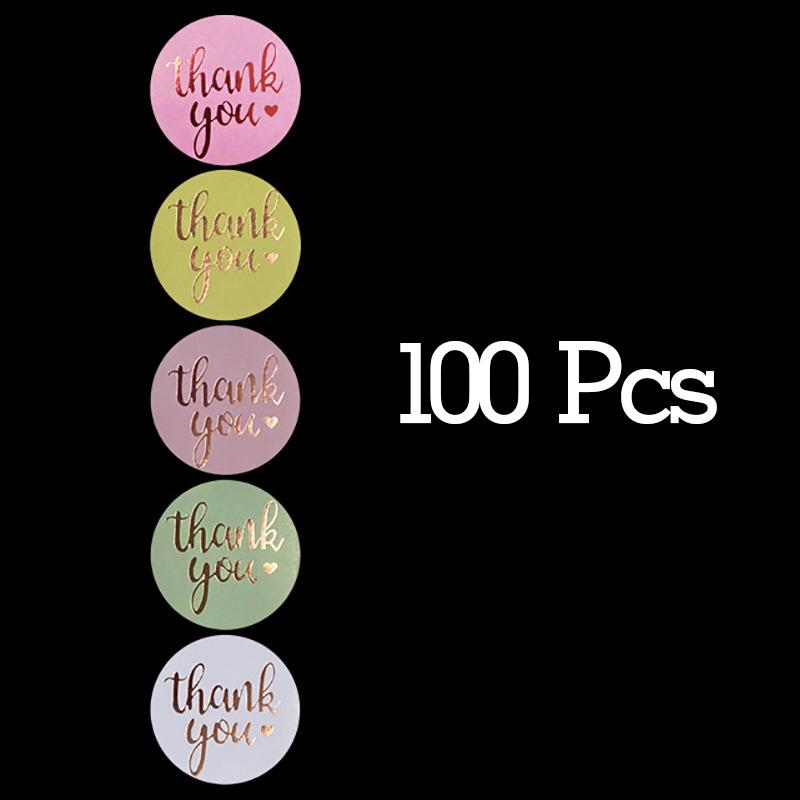 100-500 Pcs New 1.5Inch Pink White Coloful Thank You Stickers Roll For Envelope Wedding Jewelry Box Stationery Seal Lable