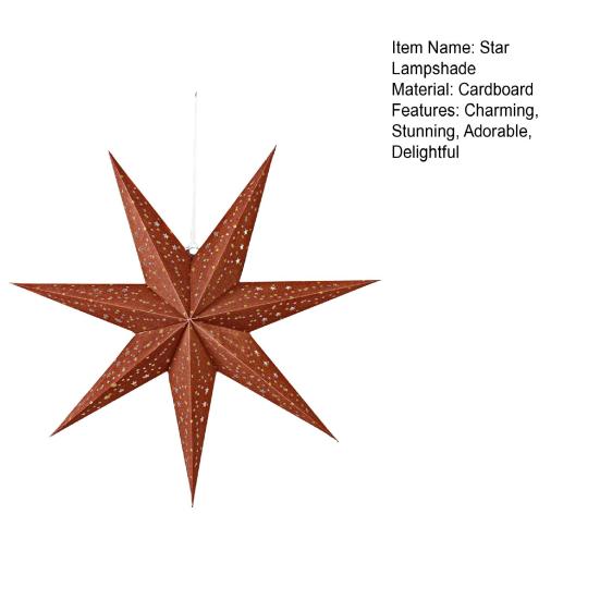 Christmas 3D Paper Star Lantern 7 Point Hollow Paper Star Lampshade Hanging Decoration for Christmas New Year Wedding Party Holiday Birthday