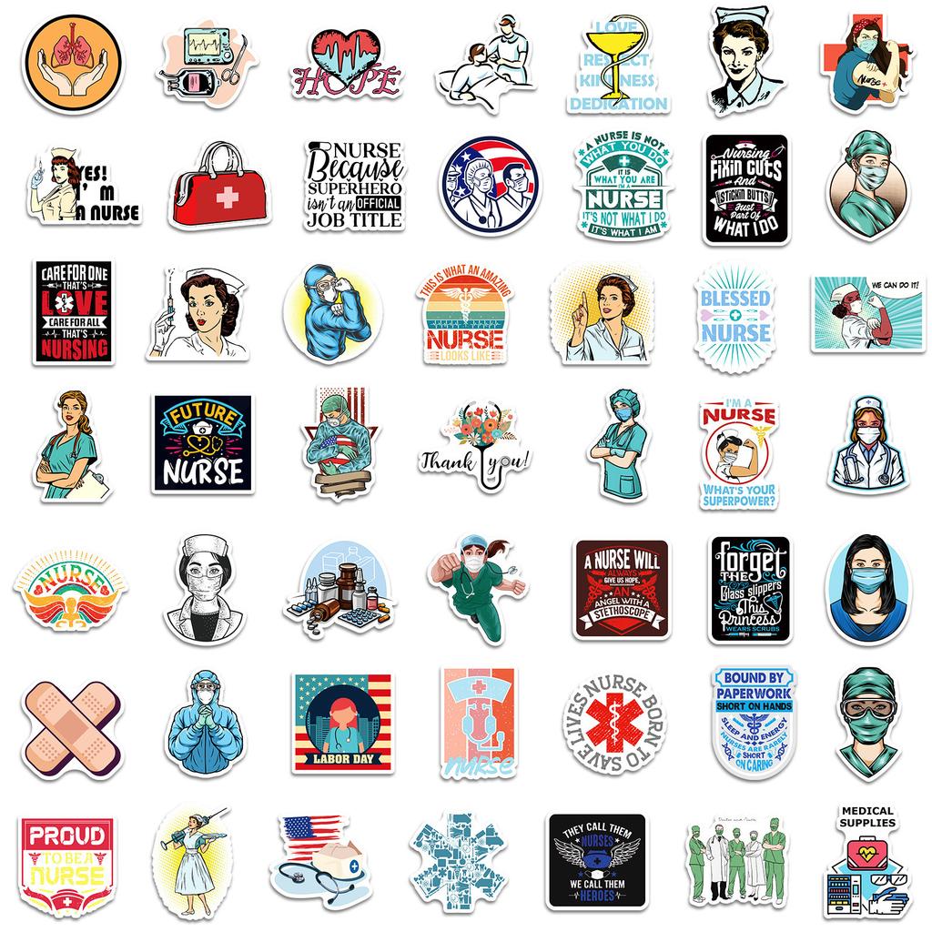100 Nurses Day Series Stickers Cartoon International Nurses Day Doctor Stethoscope Graffiti Stickers Suitcase Stickers