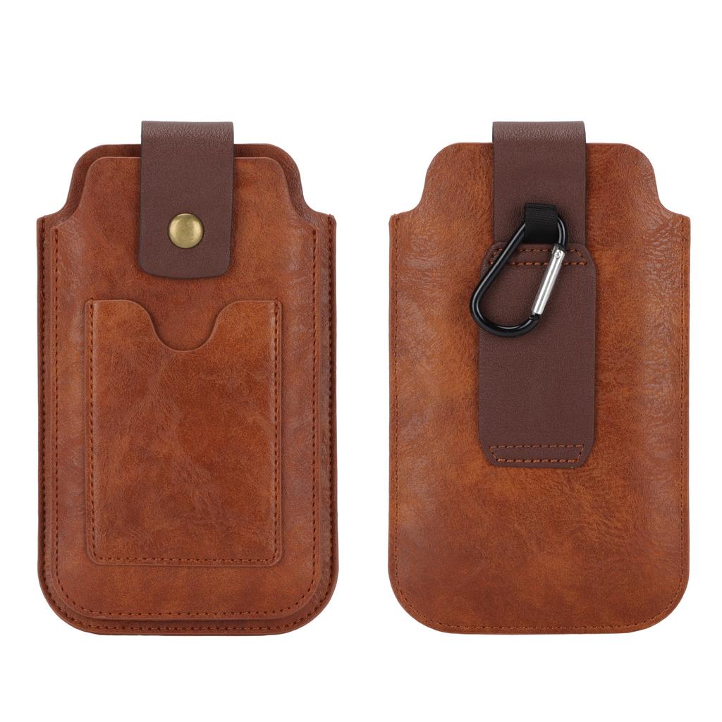 Men PU Leather Phone   Retro   Case Waist Bag Sheath with Waist Clip   and Carabiner for Outdoor