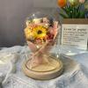 Hot-selling transparent glass cover rose flower lamp eternal flower ornament creative birthday gift graduation season sunflower