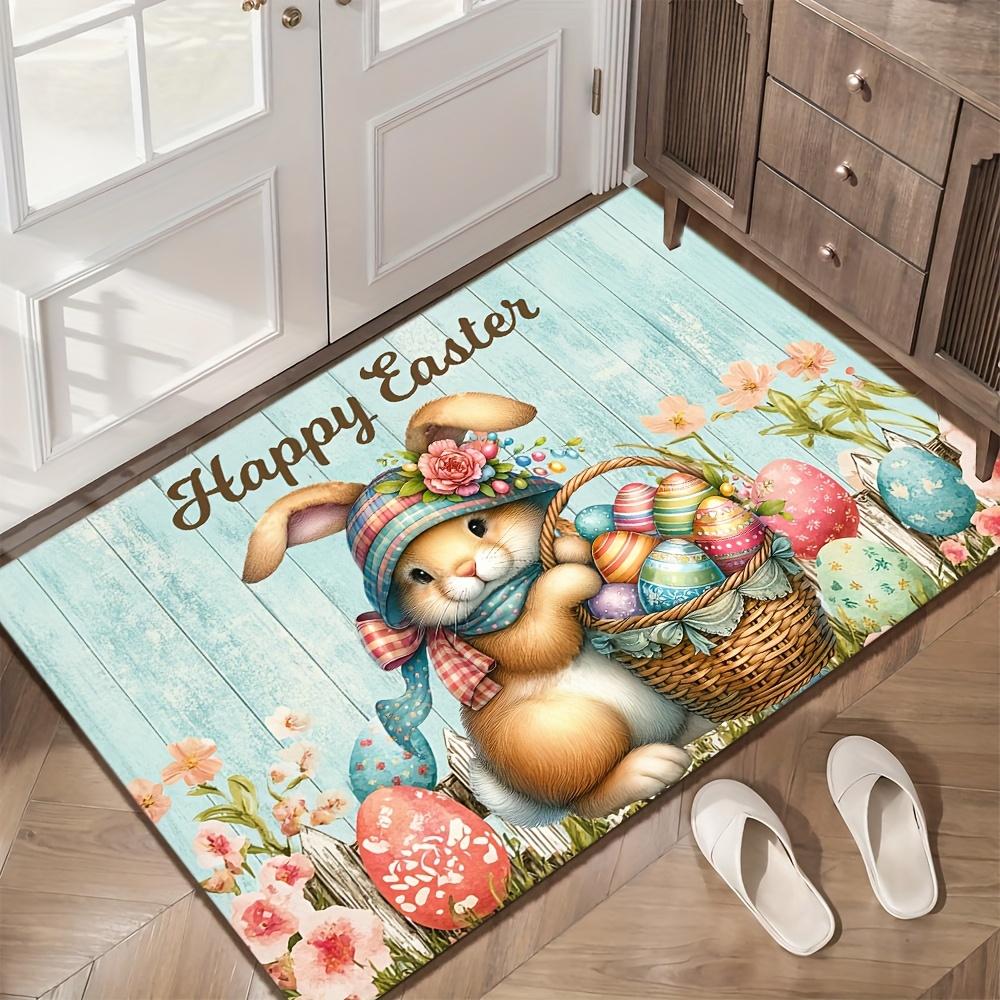 

VIKAMA Easter Bunny Egg Welcome Doormat Living Room Bedroom Entrance Rug Non-Slip Washable Floor Mat Home Decor 40x60cm 16x24inch
