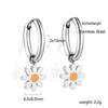Small daisy earrings, ear buckles, fresh and sweet flower earrings, stainless steel plated 18K gold jewelry