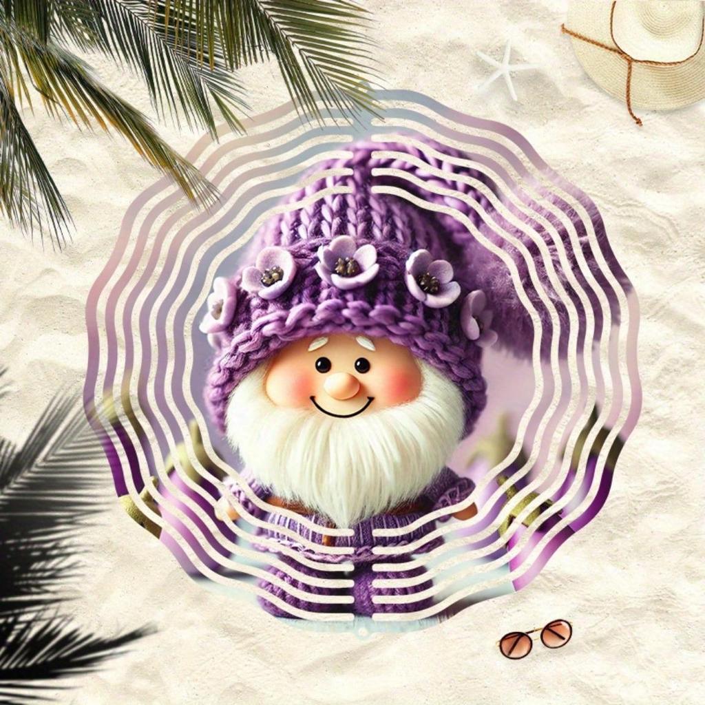 Metall Windspiel Aufhänger Outdoor Gartendekor mit Wichtel Tannenzapfen Schneeflocken für Veranda Hof Vogelabwehr Festliche Feiertags Weihnachtsdeko