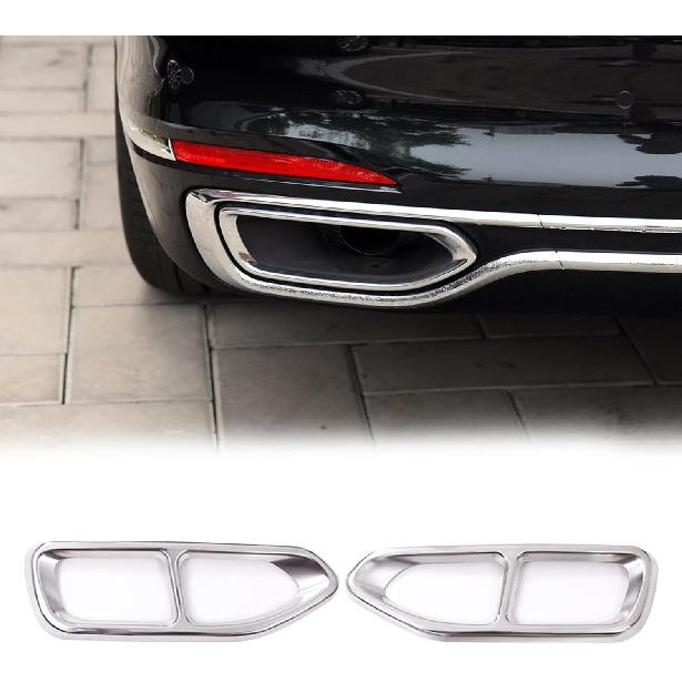 304 Stainless Steel Car Exhaust Tail Pipe Cover Trim For For BMW 7 Series G11 G12 730 740 750i 2016 2017 2018 (black)