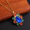 Diamond-encrusted Colored Necklace High-end Pendant Sweater Chain Exquisite Necklace