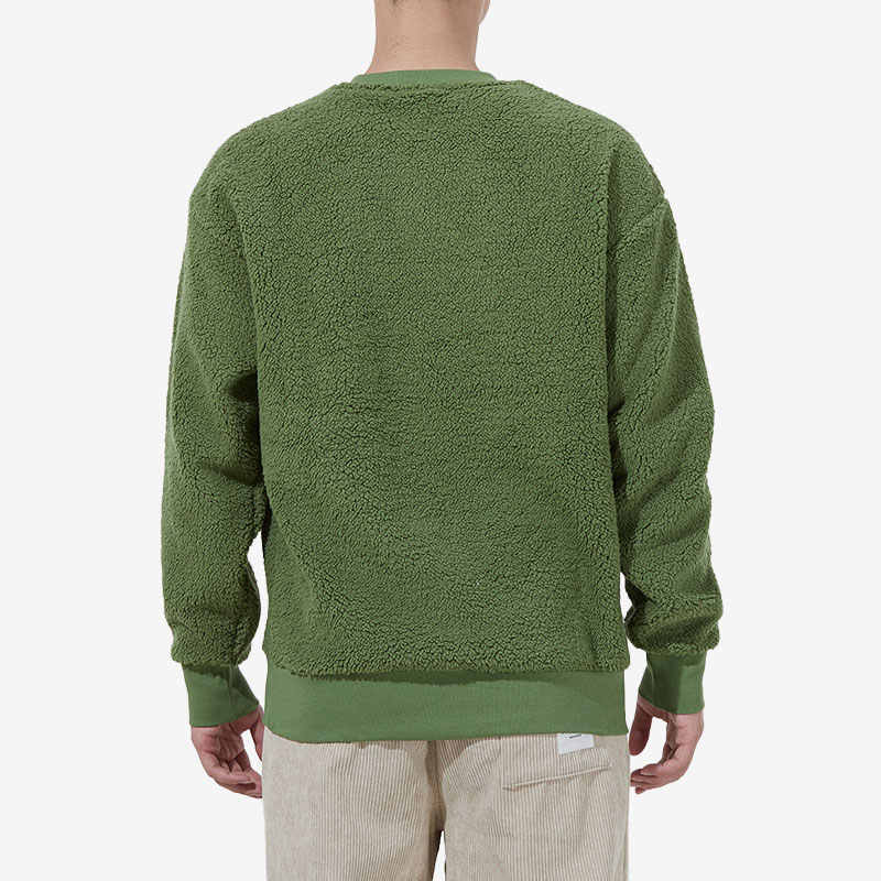 Puma Retro Crewneck Sweatshirt With Contrast Pocket And Faux Shearling Men Tops Dark-Green 534814-67