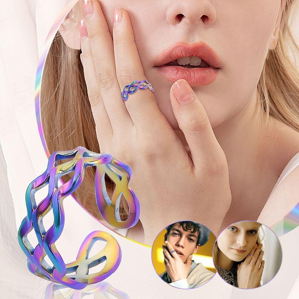 

4 шт. Подарочные винтажные титановые стальные модные кольца Ripple Ring Регулируемое кольцо Открытое кольцо Ювелирные аксессуары