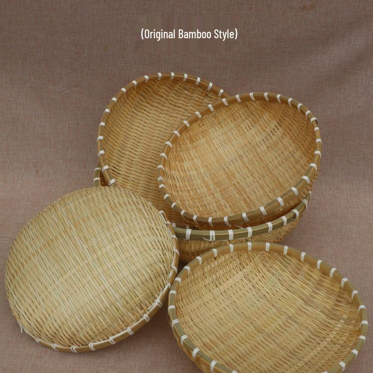 Bamboo Woven Winnowing Basket: Steamed Bun Storage, Vegetable Drainer, Rice Washer, Fruit Holder