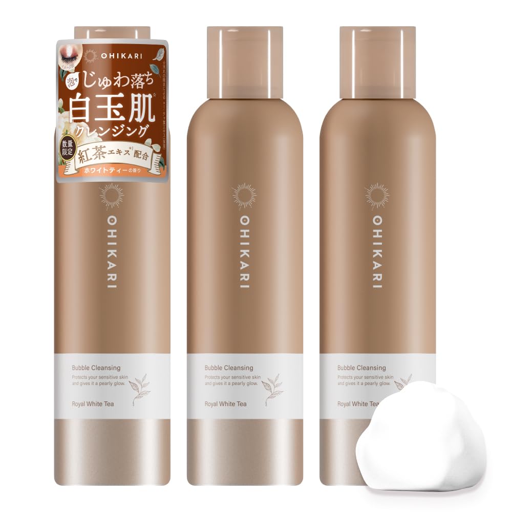 

Ohikari Bubble Cleansing Carbonated Foam Makeup Remover No Double Cleansing Required Eyelash Extension Safe Royal White Tea 150g x 3 bottles