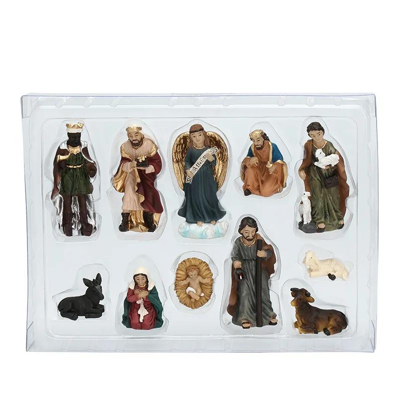 

Christmas Decorations Resin Crafts Ornaments Nativity Religious Gifts Statue Gift Box Home Decore Mini Garden Accessories L 16.7X12.5X3.6CM