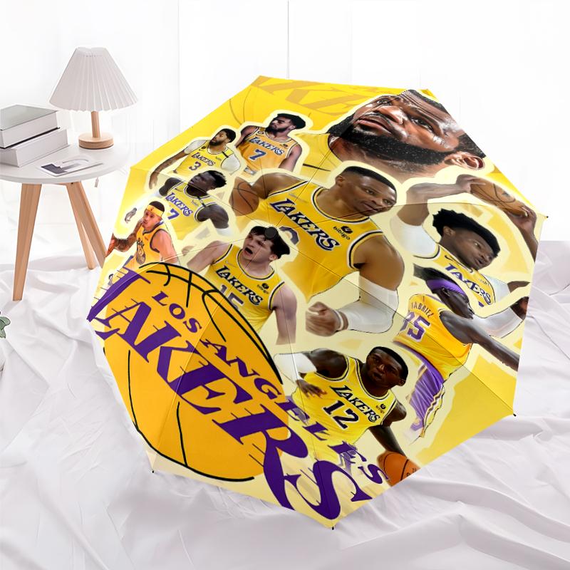 Printed Los Angeles Lakers logo Folding Umbrella,Outdoor,Leisure,And Travel Umbrella,Durable Umbrella Fabric,Birthday And Holiday Gift