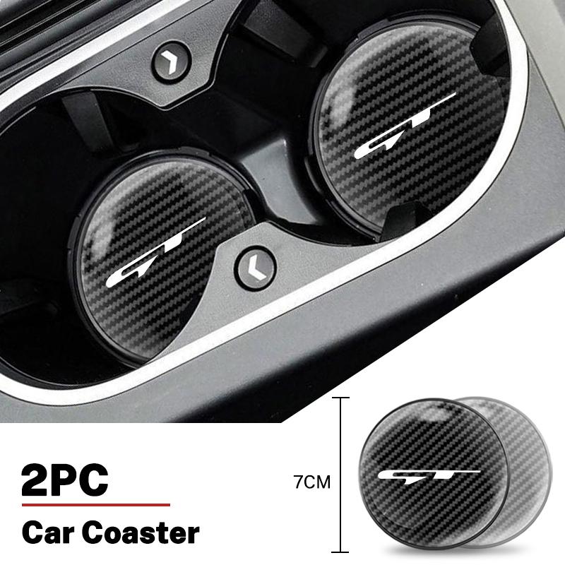AGF3 For KIA GT Logo LINE K3 RIO NIRO CEED Accessory 2PCS High-Quality Car Anti-noise Coaster Mat Water Cup Pad Interior Accessories