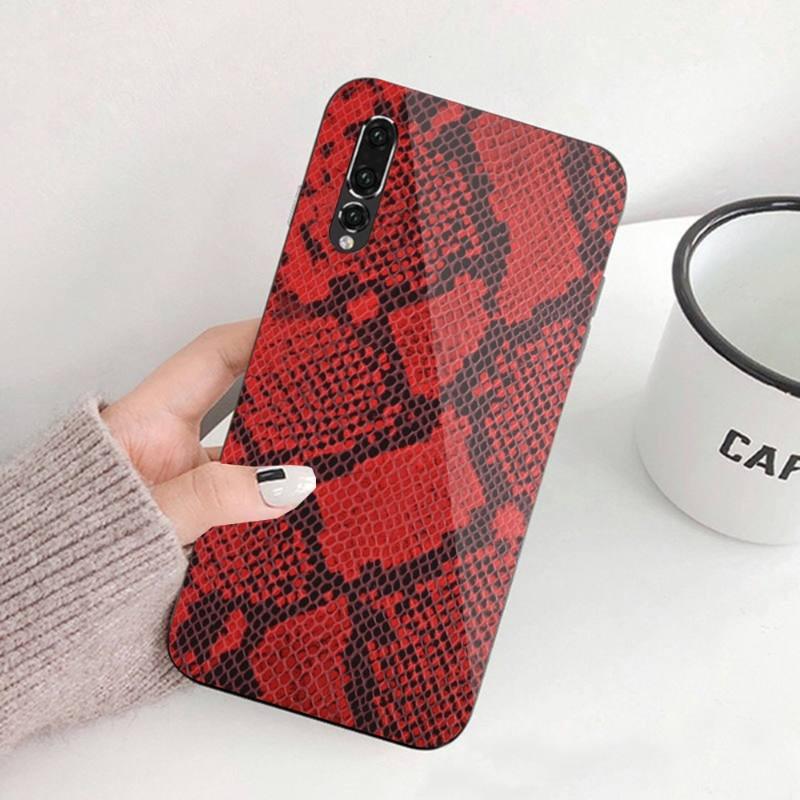 Pouzdro na telefon Snake Skin pro Huawei P50 P40 P30 P20 Pro Mate 40 30 20 Pro Nova 9 8 7 PC Skleněný kryt telefonu