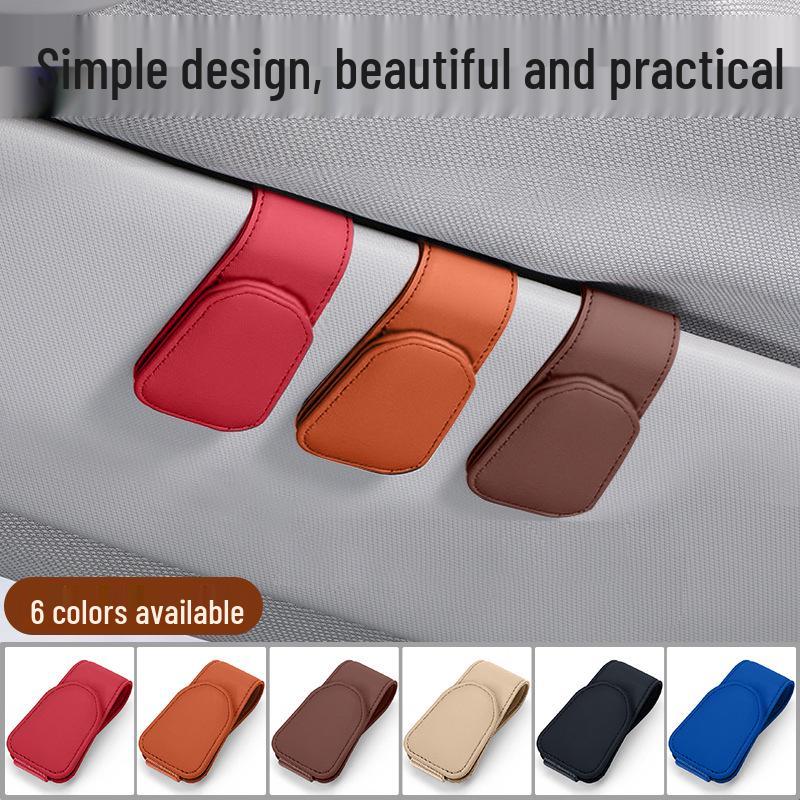 Multifunctional Car Visor Clip and Card Holder with Microfiber Leather