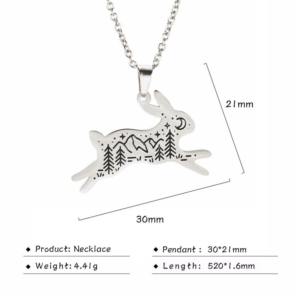 

Teamer Stainless Steel Jewelry Statement Necklace for Men Women Animal Pendant Necklaces Bird Bear Rabbit Fox Wolf Mountain Moon