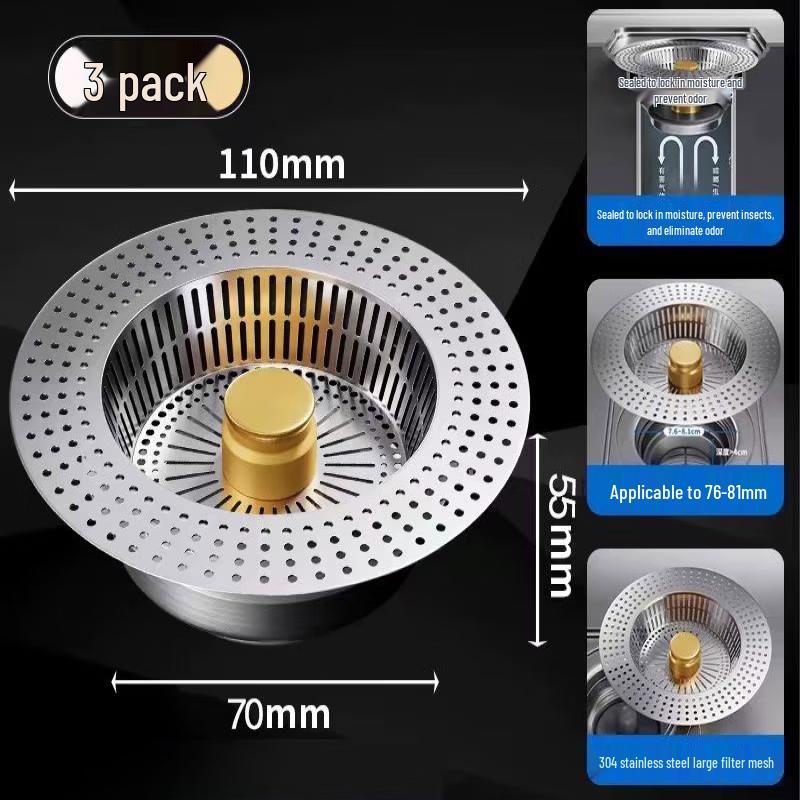 TLXT Kitchen Sink Drain Strainer & Stopper Set