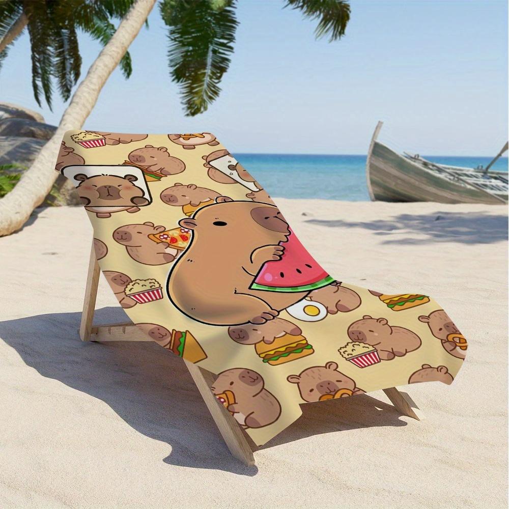 Beach Towel with Cute Dolphin Eating Watermelon Pattern Polyester Microfiber Highly Absorbent Quick-Drying Sand-Resistant