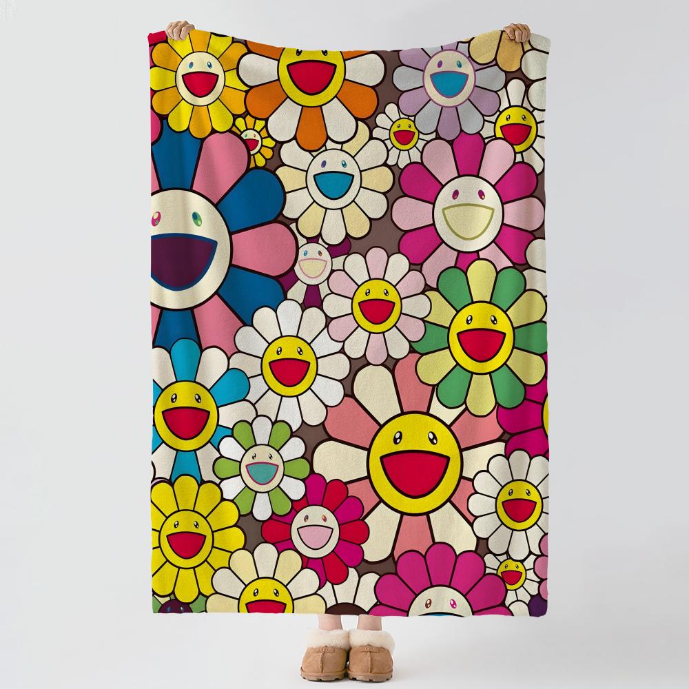 Couverture Jetée Douce Chaude en Flanelle Artiste TTakashi MMurakami Jetée Polyvalente pour Lit Canapé Bureau Climatisation Couverture de Sieste