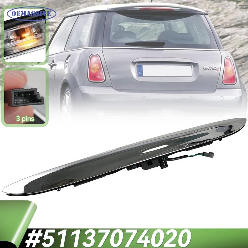 

For Mini Cooper R50 R52 R53 2002-2008 Chrome Boot Tailgate Switch Handle Trunk Lid Strip with Bulb Holder Replacement Hatch Grip