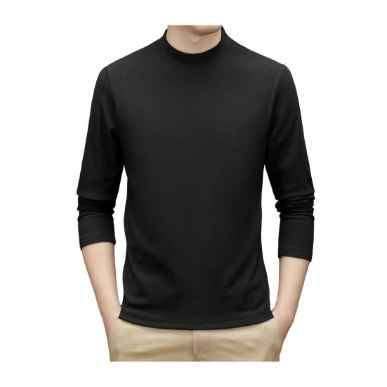 Jaro Podzim Pánský Top Ochrana Krku Polovysoký Límec Oboustranný Německý Samet Slim Fit Pružný Dlouhý Rukáv Pulovr Základní Mikina