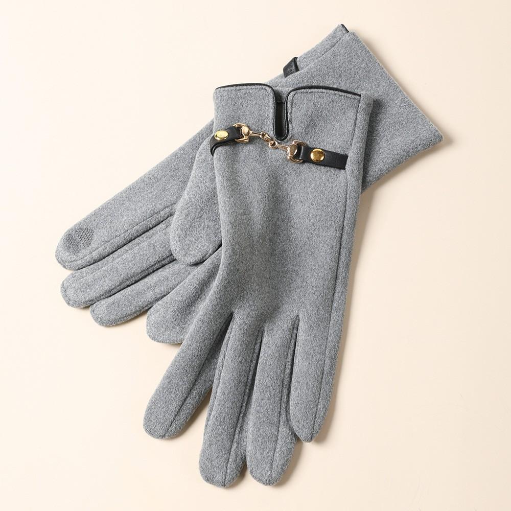 Warm Gloves for Women In Autumn and Winter Outdoor Riding Cold Proof Thickened Plush Velvet Cute Bow Develvet Touch Screen Gloves
