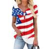 Women Tunic Tops Dressy Casual Summer Short Sleeve Shirts Loose Fit Pleated Boho Top Independence Day