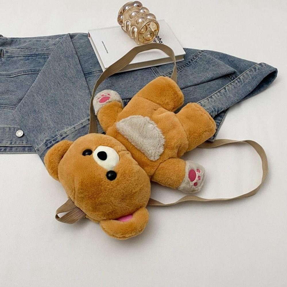 Multicolour Plush Shoulders Bag 3D Bear Animal Bag Sweet Plush Bear Backpack Outdoor