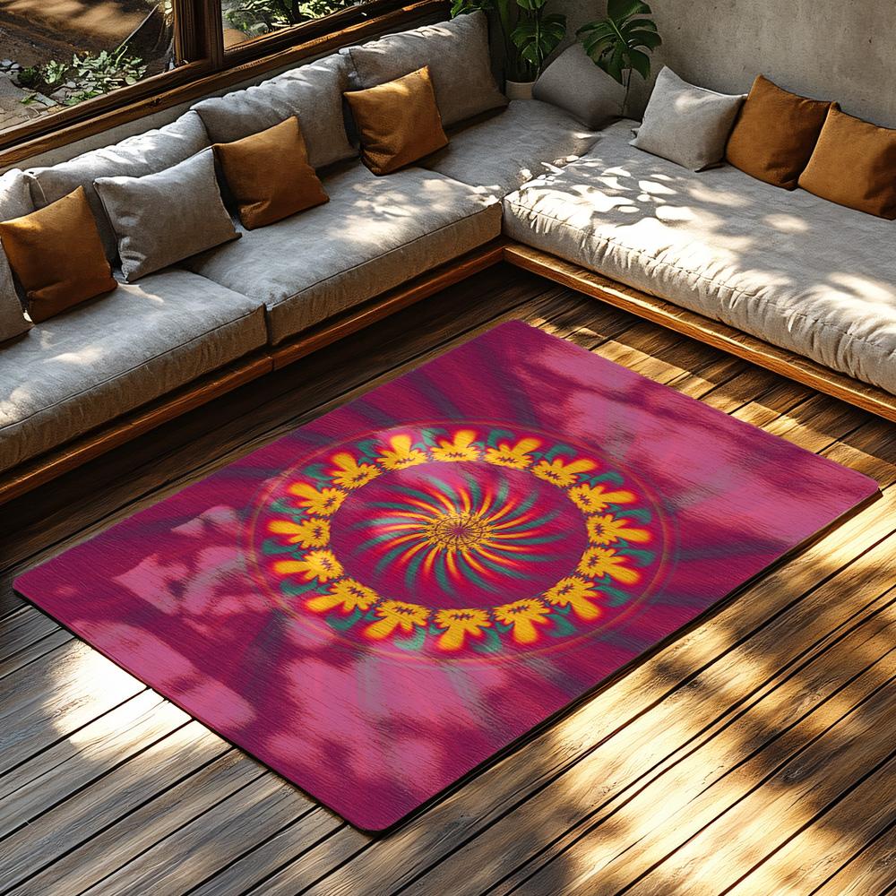 Unique Abstract Area Rug Modern Non-Slip Floor Mat Home Decor Living Room Bedroom Carpet Washable Stylish Design Vibrant Colors