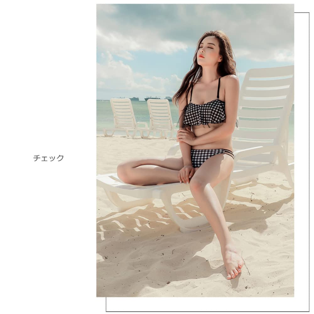 cute popular mom online small for large ethnic 1911 [Aunii] Women's swimsuit, figure-covering, back-tie flare, frill, one-piece, swimsuit, swimsuit,