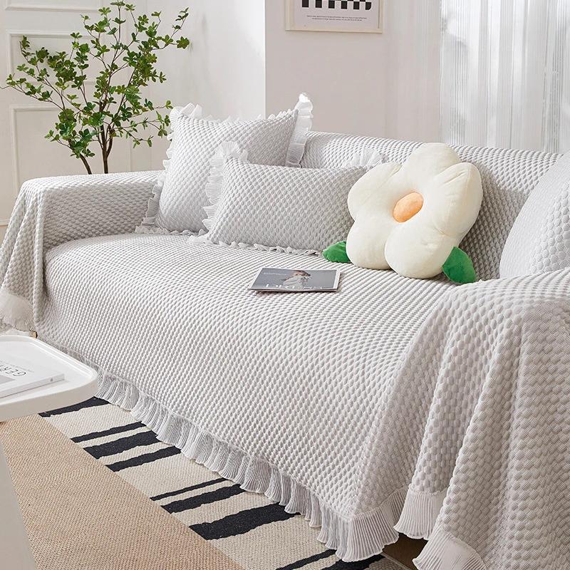 Couch Cover Little Fresh Sofa Cushion Cover Non-slip Lace Sofa Towel Soft Protective Case Ice Silk Sofa Cover Summer Couch Mat