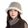 Simple Plush Thickened Fisherman Hat for Women In Autumn and Winter Casual Versatile Plush Hat Showing Face Small Windproof and Warm Basin Hat