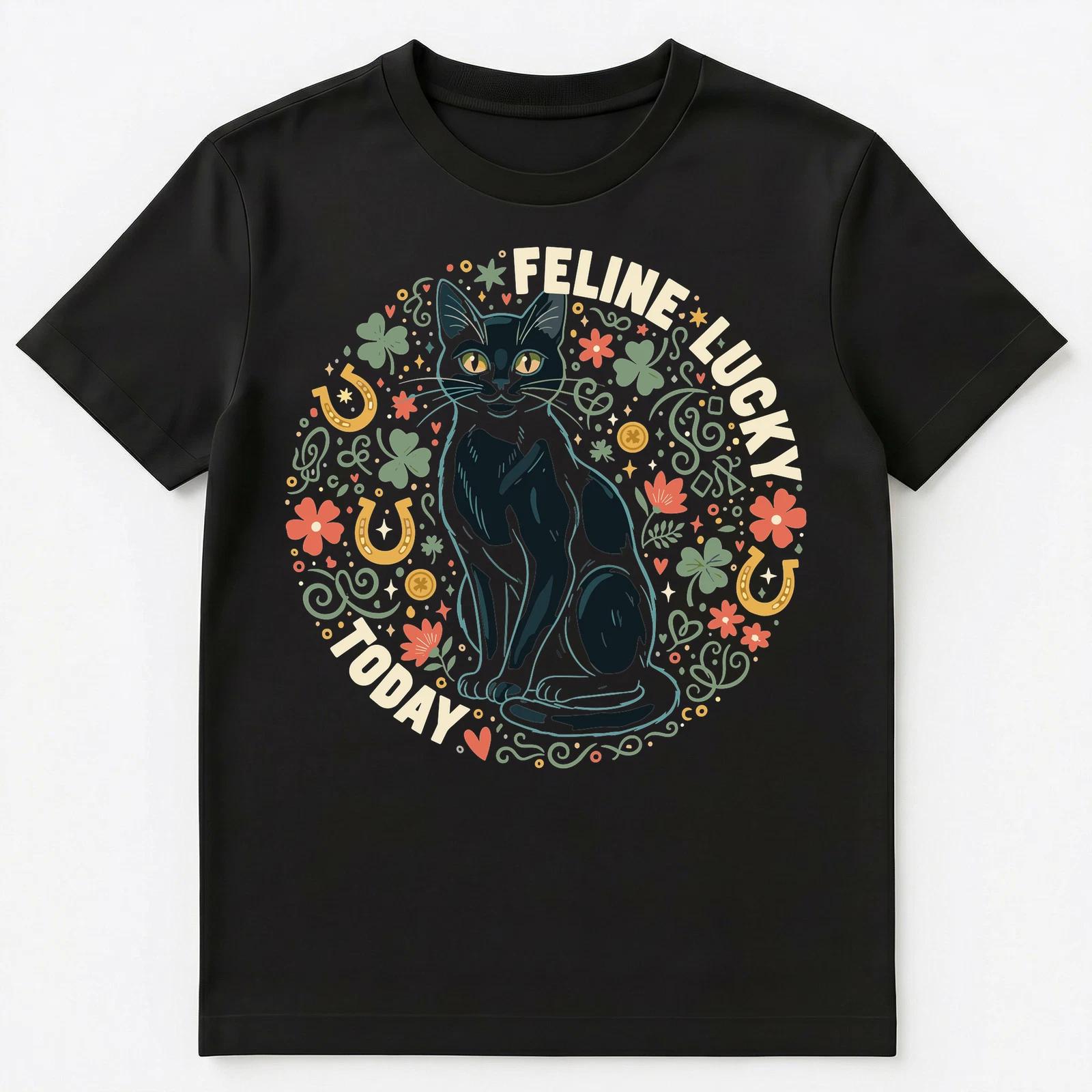 

Feline Lucky Today Cat Inspirational Art Unisex T-Shirt 3XL