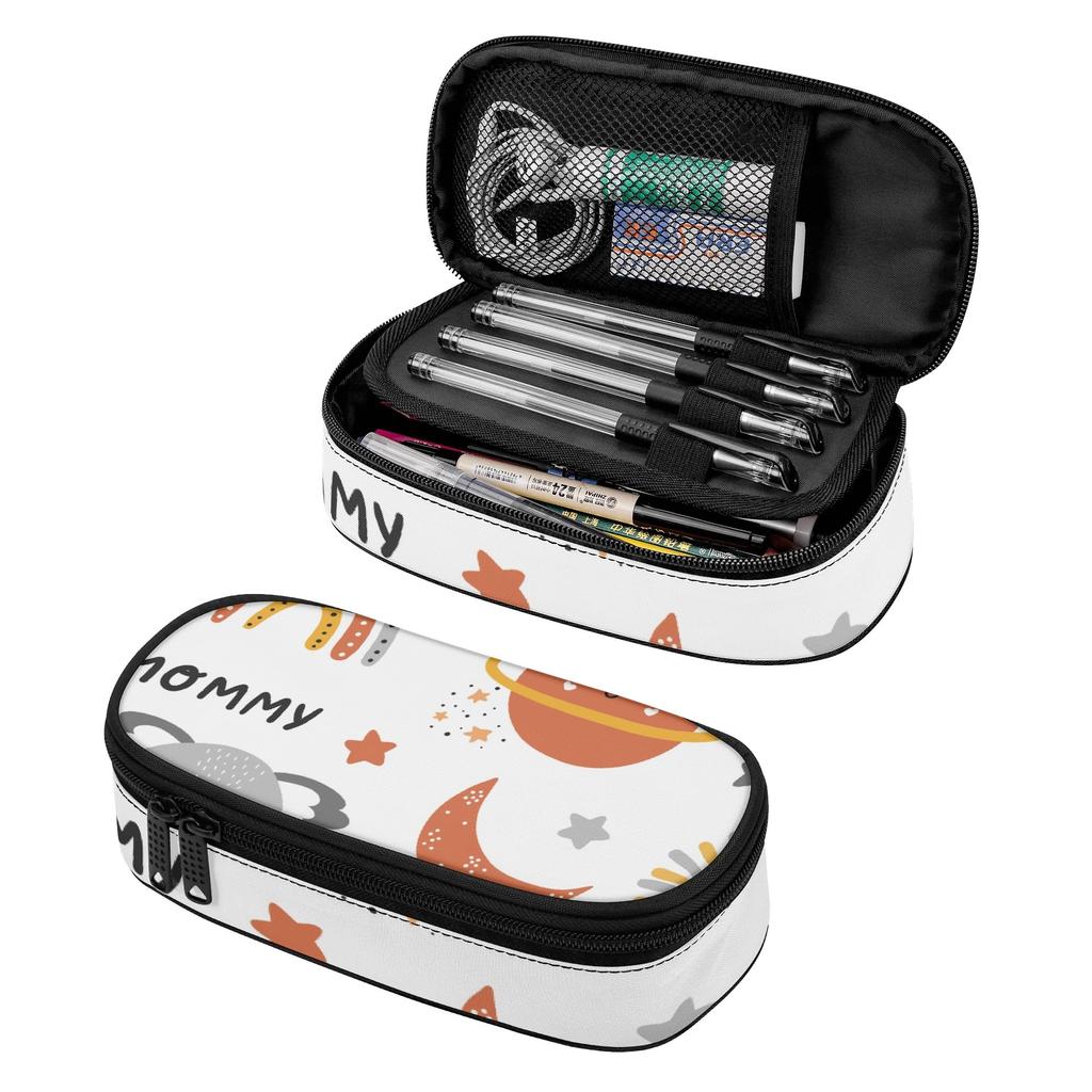 Pencil Case Smooth Zipper Roomy Interior 300D Polyester with Mesh Pocket Removable Divider and Pen Slots for Daily School Use