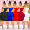 X6293 Fashion Women's Solid Color Sleeveless Ruffle Short Dress