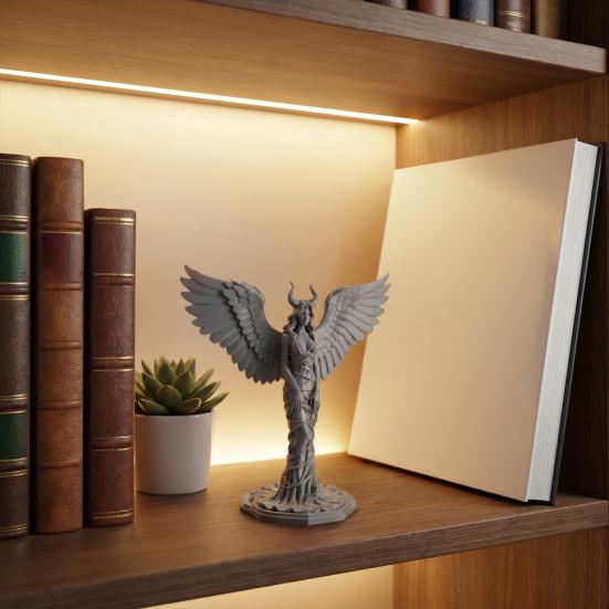 Demon Angel Statue, 3D Printed Wings Matte Texture, Fall-Resistant Ornament for Desk Study Entrance Hall Decoration