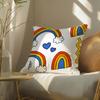 Rainbows And Hearts Cushion Cover Soft Short Plush Pillow Cover Smooth Cozy Texture Aesthetic Cushion Case Home Decor