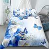 Shadow Blue Birds Floral Duvet Cover Set UK Single Double Queen US Twin Full King Size Pkm Bed Linen Set
