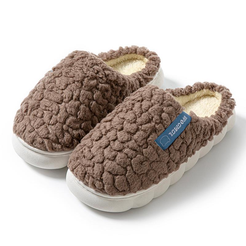 Cotton slippers female couple thickened autumn and winter indoor home home home non-slip warm confinement wool cotton shoes men