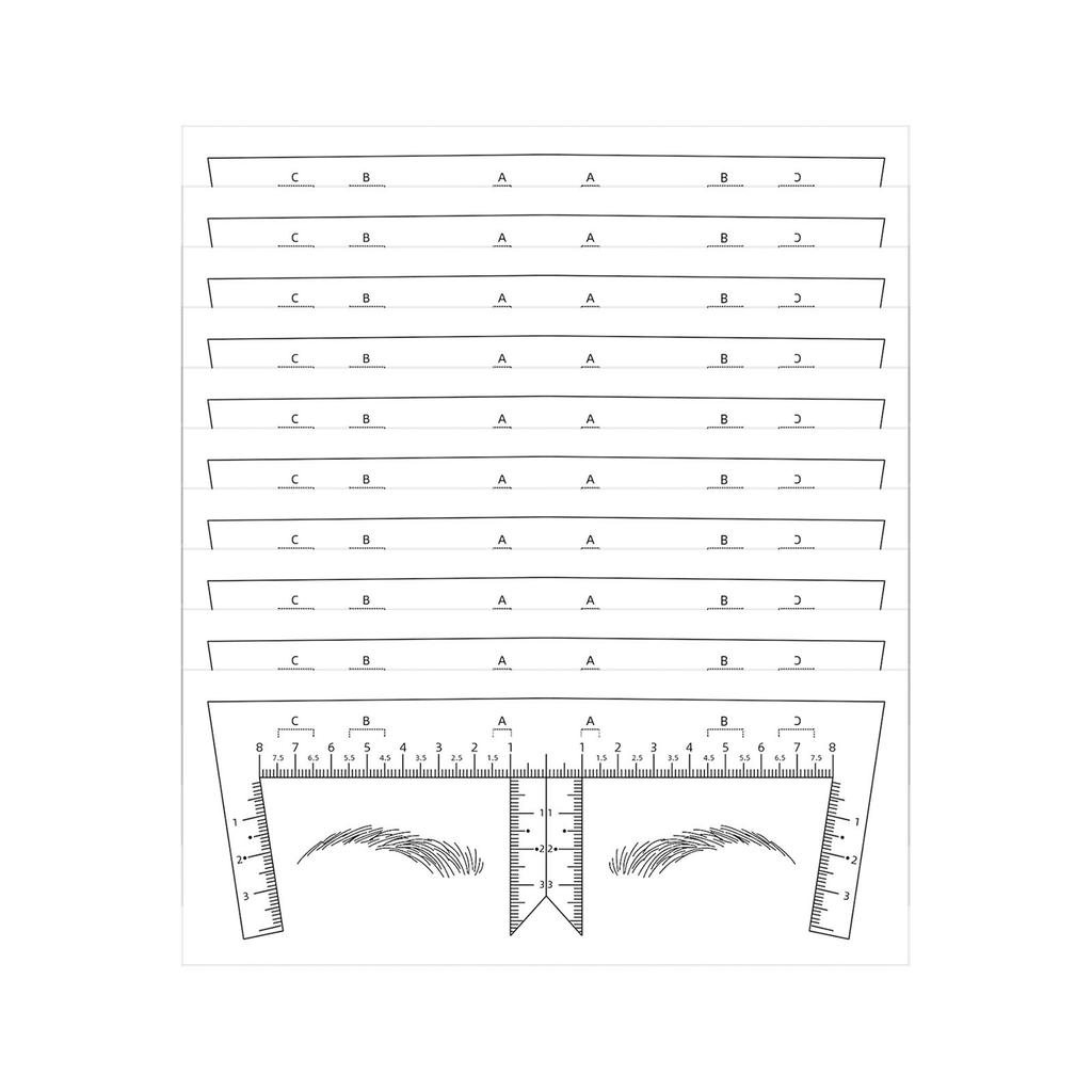 100PCS Eyebrow Ruler Stencils Clear Scale Transparent Adhesive Eyebrow Designer Tools for Makeup