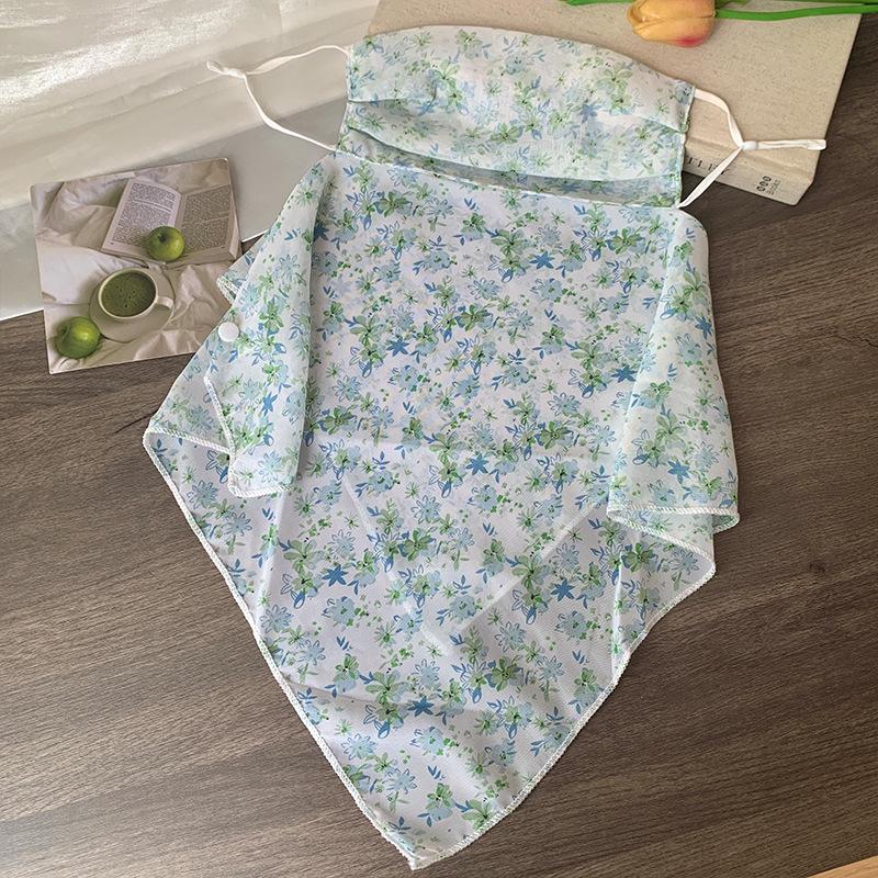 Sweet Floral UV Protection Face & Neck Veil for Women - Summer Outdoor Cycling Mask