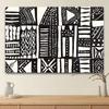 2D Black White Tribal Geometric Tapestry for Boho Room Decor