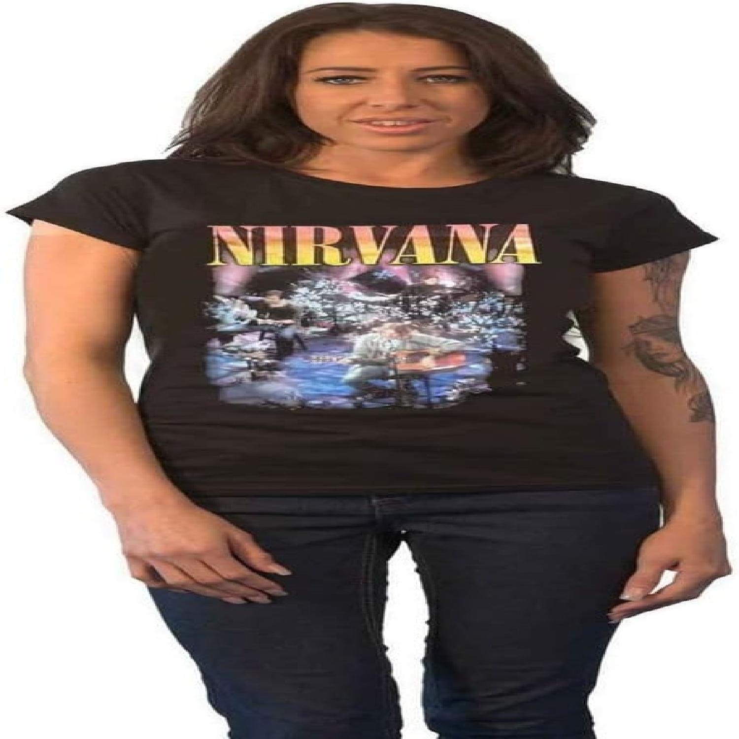 

Nirvana T Shirt Unplugged Photo Band Logo Official Womens Black Size XXL XXXXXL чорний